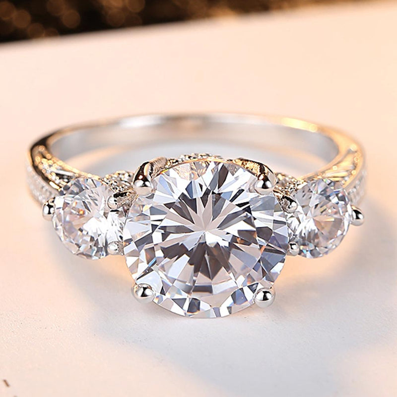 2019 New Fashion 3 Stones Wedding Rings for Women AAA Cubic Zirconia Jewelry Women Accessories