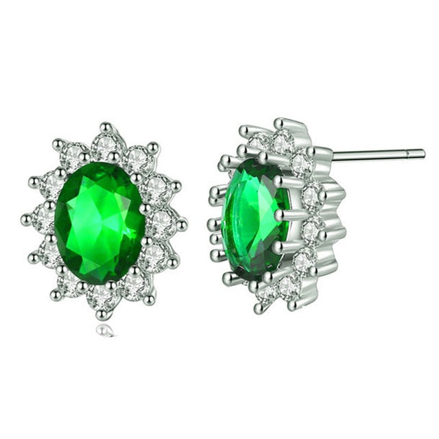 2019 New Fashion AAA Cubic Zirconia Flower Wedding Stud Earrings for Women Silver Color Femme Bijoux Free Shipping