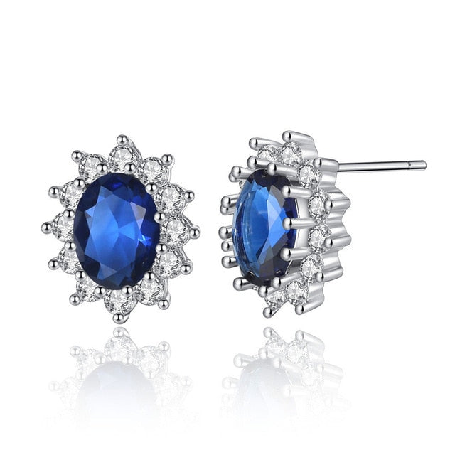 2019 New Fashion AAA Cubic Zirconia Flower Wedding Stud Earrings for Women Silver Color Femme Bijoux Free Shipping