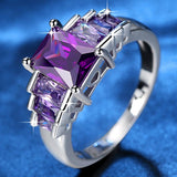 2019 New Fashion Purple Princess Cubic Zirconia  White Copper Rings for Women