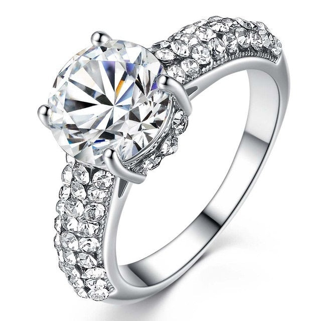 2019 New Arrivals Fashion Full with AAA Zircon Rings for Women White Gold / Yellow Gold Color Wedding Jewelry