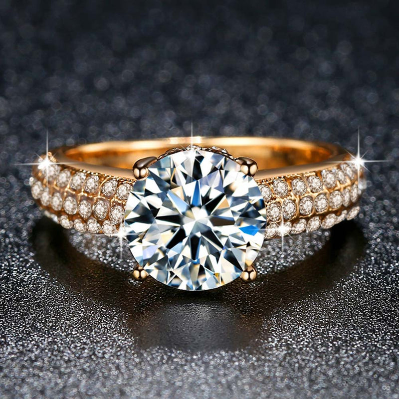 2019 New Arrivals Fashion Full with AAA Zircon Rings for Women White Gold / Yellow Gold Color Wedding Jewelry