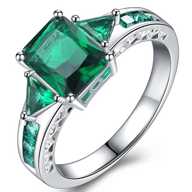 3 Colors Baguet CZ Wedding Jewelry for Women Prong Setting AAA Cubic Zirconia Ring Ladies Gifts