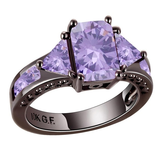 3 Colors Baguet CZ Wedding Jewelry for Women Prong Setting AAA Cubic Zirconia Ring Ladies Gifts