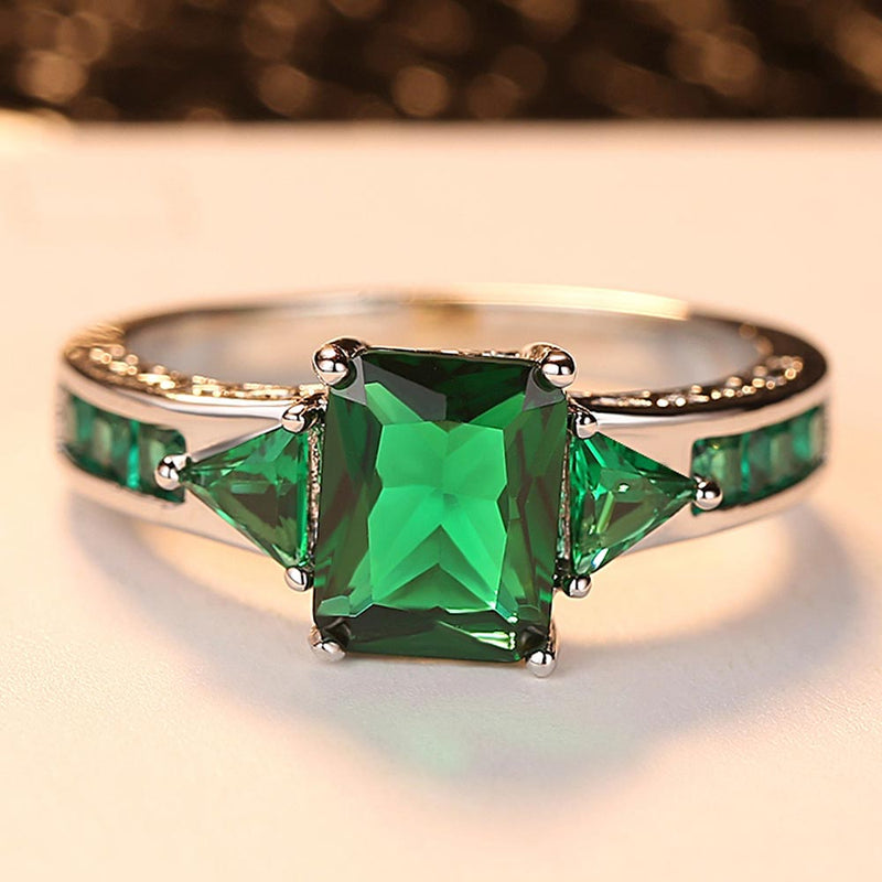 3 Colors Baguet CZ Wedding Jewelry for Women Prong Setting AAA Cubic Zirconia Ring Ladies Gifts