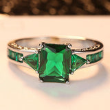 3 Colors Baguet CZ Wedding Jewelry for Women Prong Setting AAA Cubic Zirconia Ring Ladies Gifts