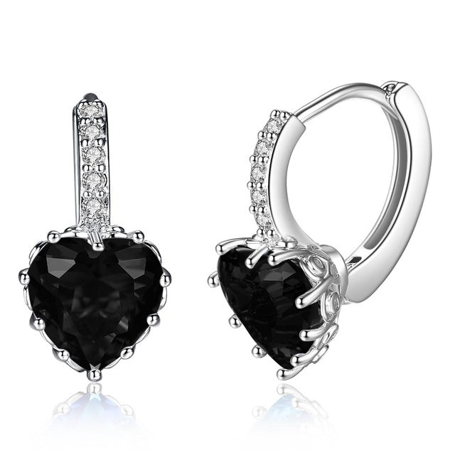 Brand Charm Simple Heart Crystal Stud Earrings Women Romantic Zircon Round Earrings Statement Accessories Pendientes