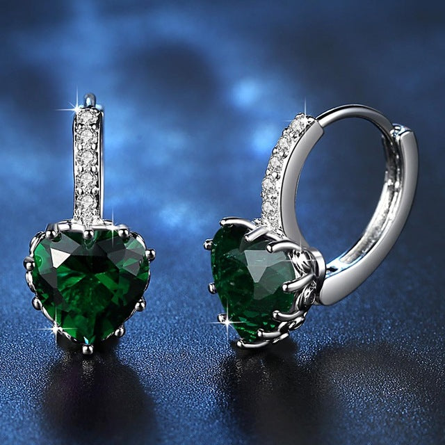 Brand Charm Simple Heart Crystal Stud Earrings Women Romantic Zircon Round Earrings Statement Accessories Pendientes