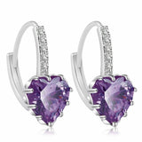 Brand Charm Simple Heart Crystal Stud Earrings Women Romantic Zircon Round Earrings Statement Accessories Pendientes