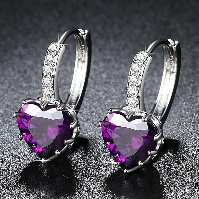 Brand Charm Simple Heart Crystal Stud Earrings Women Romantic Zircon Round Earrings Statement Accessories Pendientes