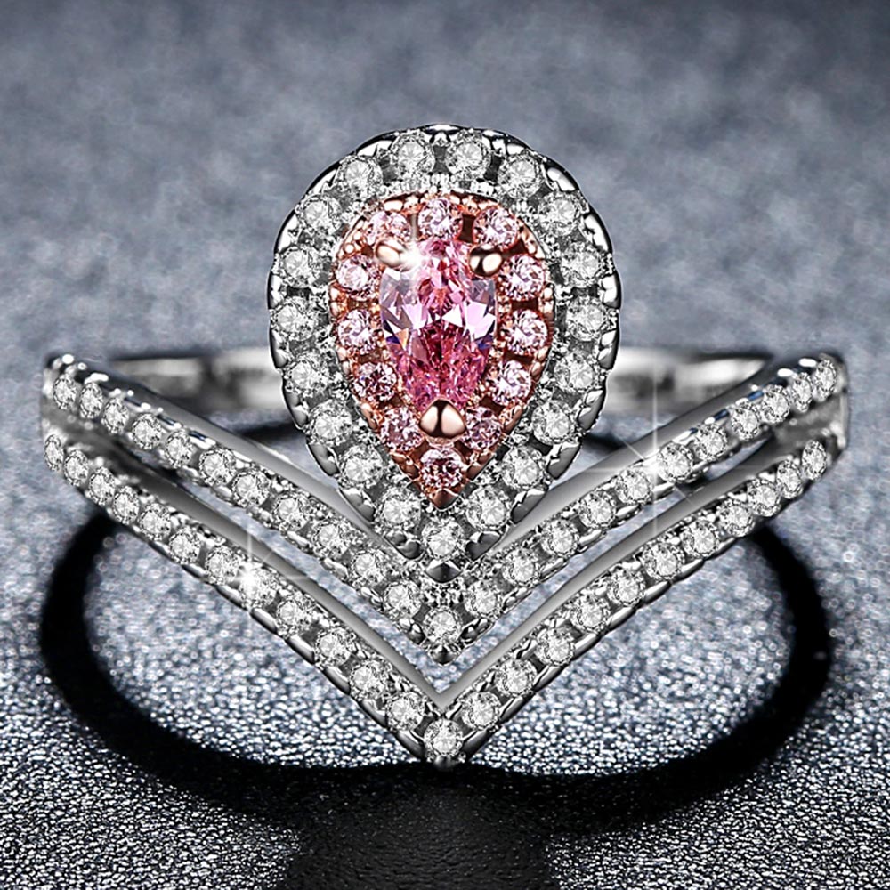 Heart Shape Crown Copper Ring with Cubic Zircon Inlay Fashion Jewelry for party