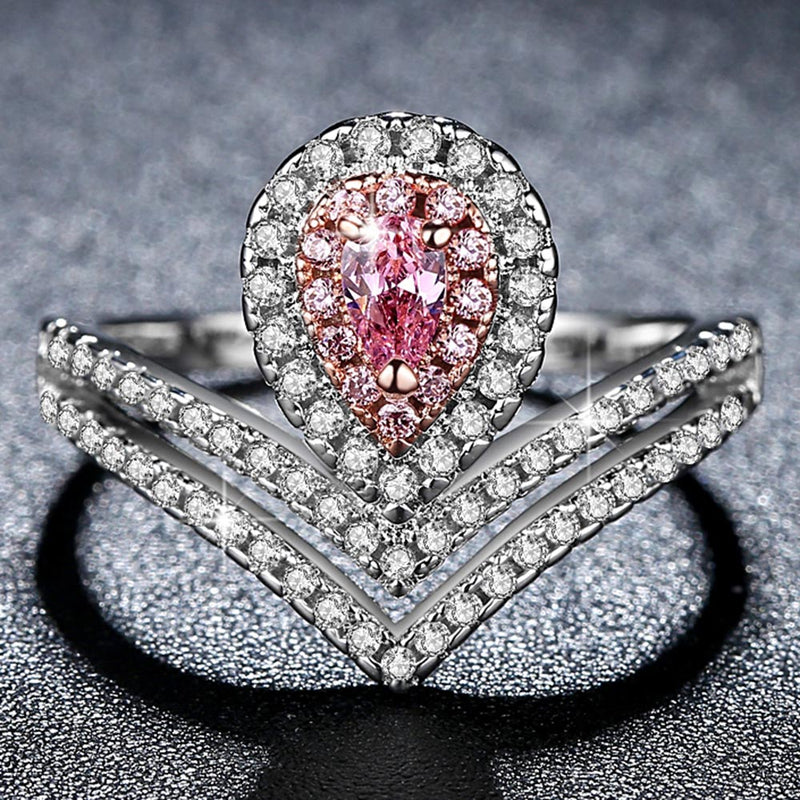 Heart Shape Crown Copper Ring with Cubic Zircon Inlay Fashion Jewelry for party