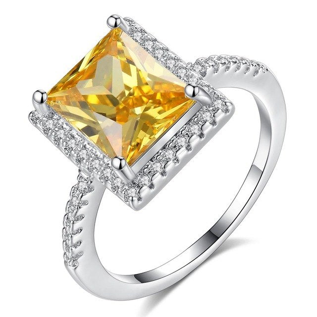 Champagne Cubic Zirconia Wedding White Gold Color Rings for Women 2019 New Fashion