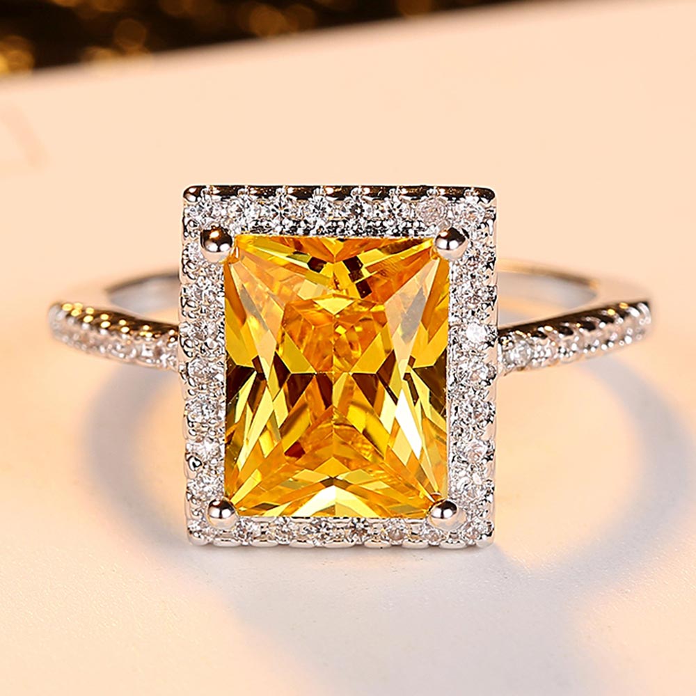 Champagne Cubic Zirconia Wedding White Gold Color Rings for Women 2019 New Fashion