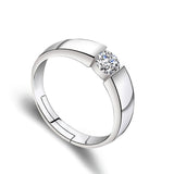 Classic Crystal CZ Stone Wedding Engagement Rings for Couples Rhodium Plated Adjustable Rings for Women Jewelry Rings