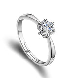 Classic Crystal CZ Stone Wedding Engagement Rings for Couples Rhodium Plated Adjustable Rings for Women Jewelry Rings