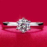 Classic Six Claw 1 Carat AAA Zircon Wedding Rings for Women Jewelry Silver Color Engagement Rings Female Anel Bijoux Gift