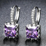 Exquisite Square CZ Earrings for Women Silver Color Jewelry 5 Colors Exquisite Cubic Zirconia Earrings Ladies Gifts