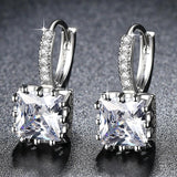 Exquisite Square CZ Earrings for Women Silver Color Jewelry 5 Colors Exquisite Cubic Zirconia Earrings Ladies Gifts