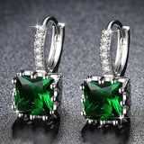 Exquisite Square CZ Earrings for Women Silver Color Jewelry 5 Colors Exquisite Cubic Zirconia Earrings Ladies Gifts