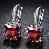 Exquisite Square CZ Earrings for Women Silver Color Jewelry 5 Colors Exquisite Cubic Zirconia Earrings Ladies Gifts