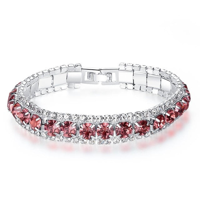 Fashion 4 Colors Crystal Tennis Bracelet for Women White Gold Color Wedding Bands Jewelry