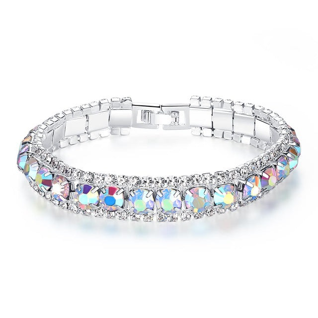 Fashion 4 Colors Crystal Tennis Bracelet for Women White Gold Color Wedding Bands Jewelry