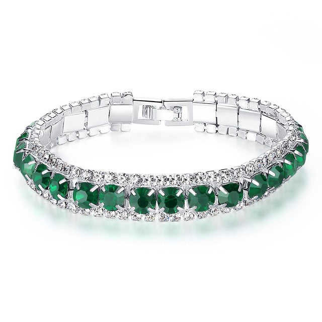 Fashion 4 Colors Crystal Tennis Bracelet for Women White Gold Color Wedding Bands Jewelry