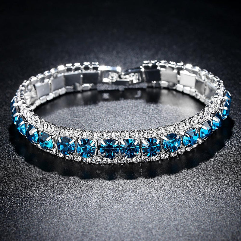Fashion 4 Colors Crystal Tennis Bracelet for Women White Gold Color Wedding Bands Jewelry