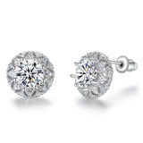 Fashion AAA Cubic Zirconia Plant Dandelion Stud Earrings for Women Wedding Silver Color Jewelry Ladies Gifts