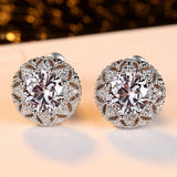 Fashion AAA Cubic Zirconia Plant Dandelion Stud Earrings for Women Wedding Silver Color Jewelry Ladies Gifts
