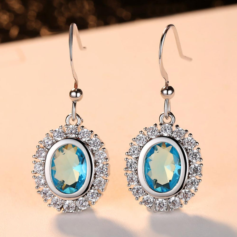 Fashion Acid Blue Dangle Earrings for Women Best Gifts Silver Color Bijoux Femme