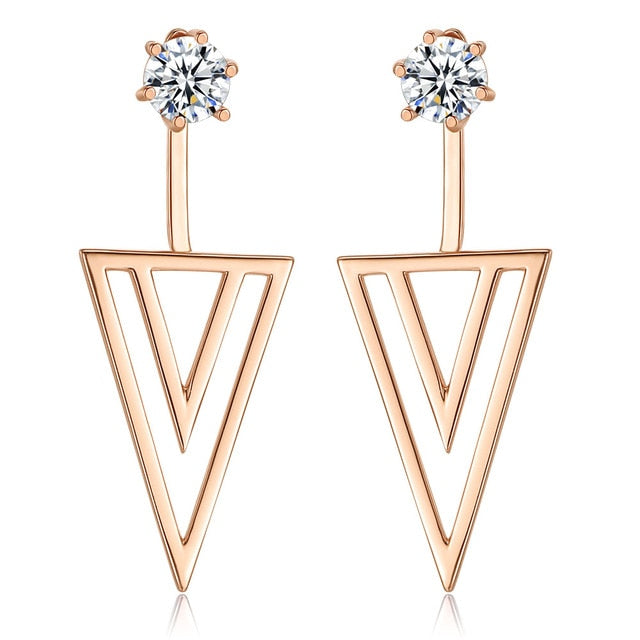 Fashion Arrows Wedding Earrings for Women Clear AAA Cubic Zirconia Rose Gold Color Femme Bijoux Free Shipping
