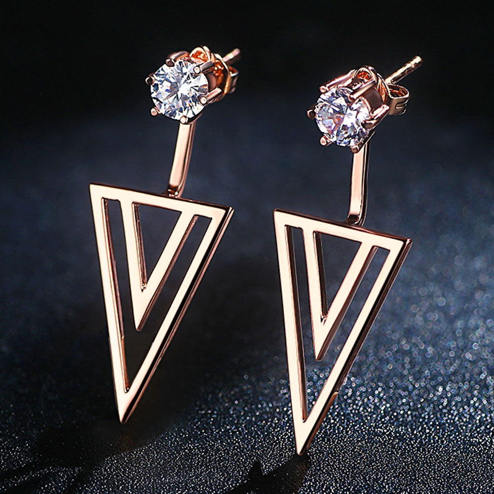 Fashion Arrows Wedding Earrings for Women Clear AAA Cubic Zirconia Rose Gold Color Femme Bijoux Free Shipping