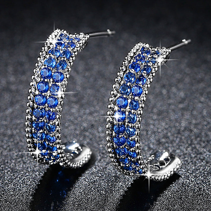 Fashion Blue Cubic Zirconia Earrings for Women Micro Pave AAA CZ Jewelry Wedding Femme Bijoux Free Shipping