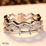 Fashion CZ Wedding Wave Rings for Women Mini Micro AAA Cubic Zirconia Femme Bijouxs Free Shipping