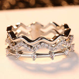 Fashion CZ Wedding Wave Rings for Women Mini Micro AAA Cubic Zirconia Femme Bijouxs Free Shipping
