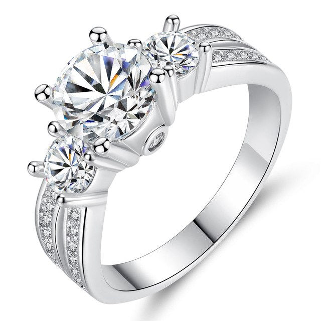 Fashion CZ X-Shape Rings for Women in Rhodium Plated Micro Pave Zircon Wedding Jewelry