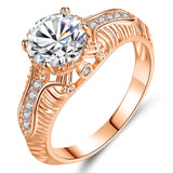 Fashion Clear Zircon Rose Gold Color Ring for Women Engagement Jewelry Ladies Gifts