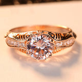 Fashion Clear Zircon Rose Gold Color Ring for Women Engagement Jewelry Ladies Gifts