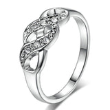 Fashion Cubic Zircon Double Number '8' Wedding Ring in Rhodium Plated Ladies Best Gifts