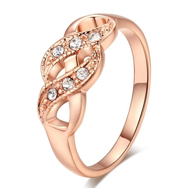 Fashion Cubic Zircon Double Number '8' Wedding Ring in Rhodium Plated Ladies Best Gifts