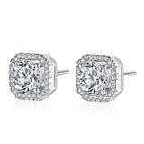 Fashion Cubic Zirconia Stud Earrings for Women in Rhodium Plated Femme Bijoux Best Gifts Free Shipping