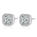 Fashion Cubic Zirconia Stud Earrings for Women in Rhodium Plated Femme Bijoux Best Gifts Free Shipping
