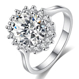 Fashion Flower CZ Wedding Rings for Women in Rhodium Plated 3 Colors AAA Cubic Zirconia Jewelry Girls Best Gifts