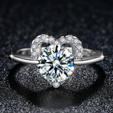 Stylish Heart Rings for Women Round Cubic Zircon Inlay