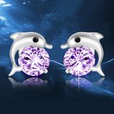 Fashion Jewelry 2018 New Design Cute Animal Dolphin Earrings for Women Rhodium Plated Wedding Jewelry