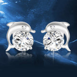 Fashion Jewelry 2018 New Design Cute Animal Dolphin Earrings for Women Rhodium Plated Wedding Jewelry