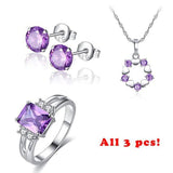 Fashion Jewelry Sets for Women Purple AAA+ Cubic Zircon Necklace + Earring + Ring Femme Bijoux