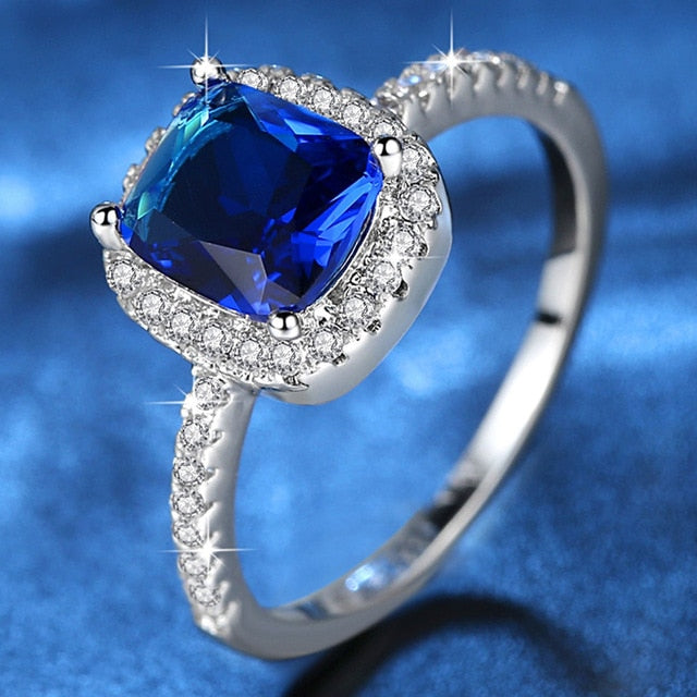 Fashion Korean Ring Filled with Crystal Fine Jewelry with Crystal  Blue Green Champagne anillos Ring